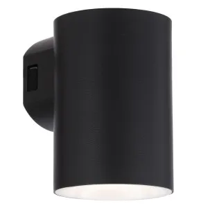 Telbix Stina Minimalist Cylinder LED Exterior Wall Light Black by Telbix, a Outdoor Lighting for sale on Style Sourcebook