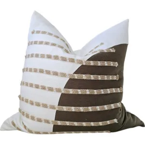 Maya Embroidery Linen Cushion 55cm Square - Jute | White | Army Green by null, a Quilts & Bedspreads for sale on Style Sourcebook