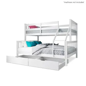 Nero Natural Pine Wood Bunk Bed with Twin Drawers in White by Luxo Furniture, a Kids Beds & Bunks for sale on Style Sourcebook