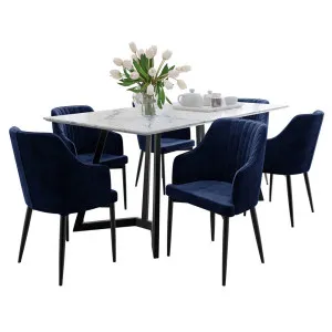 Salen Dining Table with 6 Elly Velvet Dining Chairs by Luxo, a Dining Sets for sale on Style Sourcebook