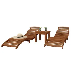 Wave Timber Outdoor Foldable Sun Lounge & Side Table Set by null, a Sundials & Weathervanes for sale on Style Sourcebook