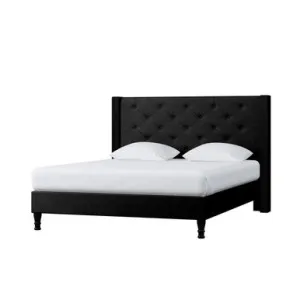 Maggie Winged Fabric Bed Frame - Black by Luxo, a Beds & Bed Frames for sale on Style Sourcebook