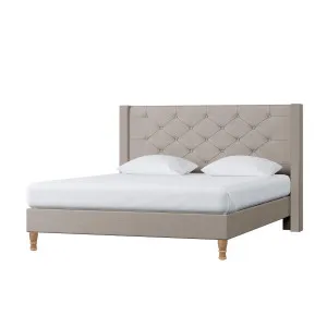 Maggie Winged Fabric Bed Frame - Grey Warm by Luxo, a Beds & Bed Frames for sale on Style Sourcebook