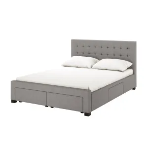 Martina Fabric Bed with Storage Drawers - Ash by Luxo, a Beds & Bed Frames for sale on Style Sourcebook