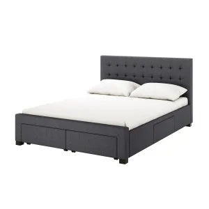 Martina Fabric Bed with Storage Drawers - Grey Dark by Luxo, a Beds & Bed Frames for sale on Style Sourcebook
