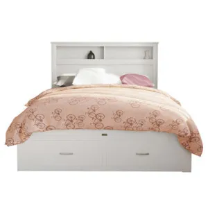 Porcia Timber Bed with Storage Shelves & Drawers - White by Luxo, a Beds & Bed Frames for sale on Style Sourcebook