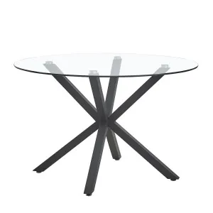 Rylee 4 Seater Cross Legs Round Glass Dining Table by Luxo, a Dining Tables for sale on Style Sourcebook