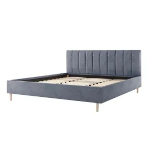 Kelly Velvet Bed Frame - Grey by Luxo, a Beds & Bed Frames for sale on Style Sourcebook