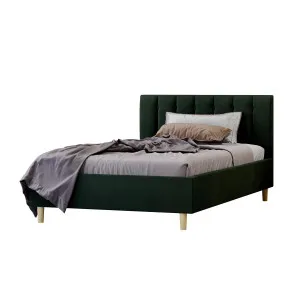Kelly Velvet Bed Frame - Green Forest Dark by Luxo, a Beds & Bed Frames for sale on Style Sourcebook