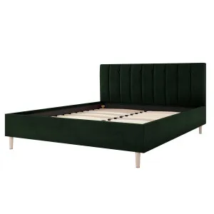 Kelly Velvet Bed Frame - Green Forest Dark by Luxo, a Beds & Bed Frames for sale on Style Sourcebook