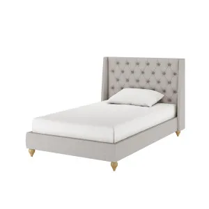 Vilania Tufted Fabric Bed Frame with Headboard - Grey by Luxo, a Beds & Bed Frames for sale on Style Sourcebook