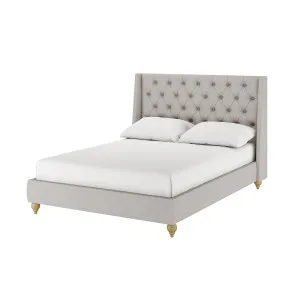 Vilania Tufted Fabric Bed Frame with Headboard - Grey by Luxo, a Beds & Bed Frames for sale on Style Sourcebook