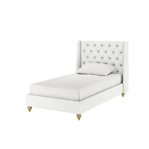 Vilania Tufted Fabric Bed Frame with Headboard - White Off by Luxo, a Beds & Bed Frames for sale on Style Sourcebook