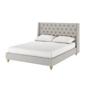 Vilania Tufted Fabric Bed Frame with Headboard - Grey by Luxo, a Beds & Bed Frames for sale on Style Sourcebook