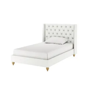 Vilania Tufted Fabric Bed Frame with Headboard - White Off by Luxo, a Beds & Bed Frames for sale on Style Sourcebook