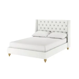 Vilania Tufted Fabric Bed Frame with Headboard - White Off by Luxo, a Beds & Bed Frames for sale on Style Sourcebook