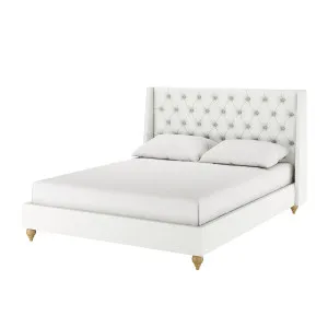 Vilania Tufted Fabric Bed Frame with Headboard - White Off by Luxo, a Beds & Bed Frames for sale on Style Sourcebook
