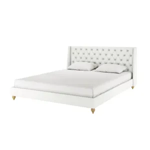 Vilania Tufted Fabric Bed Frame with Headboard - White Off by Luxo, a Beds & Bed Frames for sale on Style Sourcebook