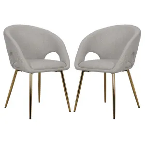 Jazlyn Linen Gold Legs Dining Chair (Set of 2) by Luxo, a Dining Chairs for sale on Style Sourcebook