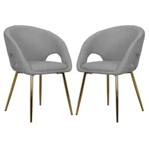 Jazlyn Linen Gold Legs Dining Chair (Set of 2) by Luxo, a Dining Chairs for sale on Style Sourcebook