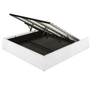 Fabia Bouclé Fabric Gas Lift Storage Bed Base - White Cream by Luxo, a Beds & Bed Frames for sale on Style Sourcebook
