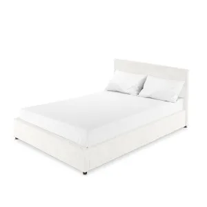 Renata Bouclé Gas Lift Bed Frame - White Cream by Luxo, a Beds & Bed Frames for sale on Style Sourcebook