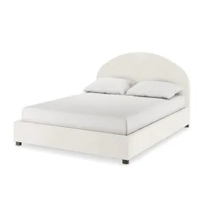 Lunia Bouclé Bed Frame w/ Gas Lift Storage - White Cream by Luxo, a Beds & Bed Frames for sale on Style Sourcebook