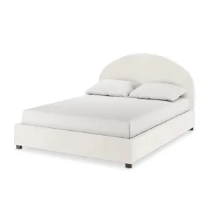 Lunia Bouclé Bed Frame w/ Gas Lift Storage - White Cream by Luxo, a Beds & Bed Frames for sale on Style Sourcebook
