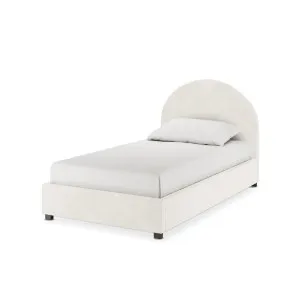 Lunia Bouclé Bed Frame w/ Gas Lift Storage - White Cream by Luxo, a Beds & Bed Frames for sale on Style Sourcebook
