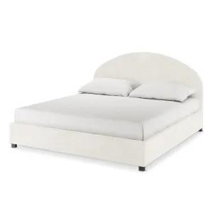 Lunia Bouclé Bed Frame w/ Gas Lift Storage - White Cream by Luxo, a Beds & Bed Frames for sale on Style Sourcebook