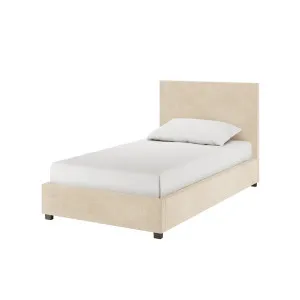 Lovita Bouclé Bed Frame w/ Gas Lift Storage - Beige Cream by Luxo, a Beds & Bed Frames for sale on Style Sourcebook