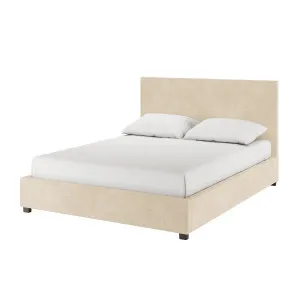 Lovita Bouclé Bed Frame w/ Gas Lift Storage - Beige Cream by Luxo, a Beds & Bed Frames for sale on Style Sourcebook