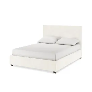 Lovita Bouclé Bed Frame w/ Gas Lift Storage - White Cream by Luxo, a Beds & Bed Frames for sale on Style Sourcebook
