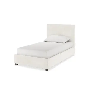 Lovita Bouclé Bed Frame w/ Gas Lift Storage - White Cream by Luxo, a Beds & Bed Frames for sale on Style Sourcebook