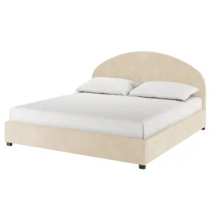 Lunia Bouclé Bed Frame w/ Gas Lift Storage - Beige Cream by Luxo, a Beds & Bed Frames for sale on Style Sourcebook