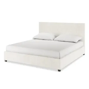 Lovita Bouclé Bed Frame w/ Gas Lift Storage - White Cream by Luxo, a Beds & Bed Frames for sale on Style Sourcebook