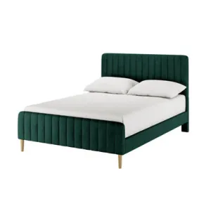 Seneca Upholstered Velvet Bed - Green by Luxo, a Beds & Bed Frames for sale on Style Sourcebook