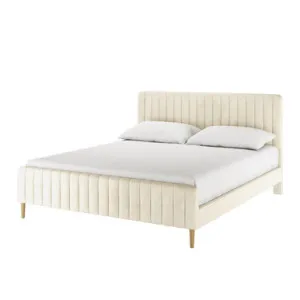 Seneca Upholstered Velvet Bed - White Sandy by Luxo, a Beds & Bed Frames for sale on Style Sourcebook