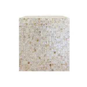 Irene Mother of Pearl Inlay Side Table - Cream by Luxo Home Decor, a Side Table for sale on Style Sourcebook
