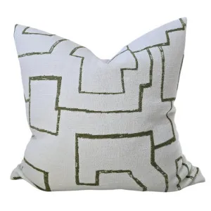 Gabby Linen Cushion 50cm Square - Off White | Green Abstract by null, a Cushions, Decorative Pillows for sale on Style Sourcebook