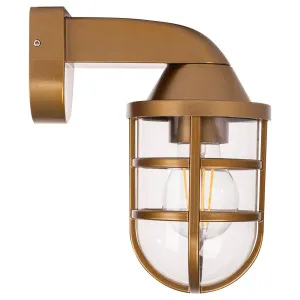 Havit Marina Caged Exterior Wall Light Brass by Havit, a Outdoor Lighting for sale on Style Sourcebook