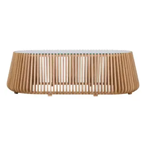 Pila Oval Coffee Table 140cm in American Oak / Glass by OZ Design, a Coffee Table for sale on Style Sourcebook
