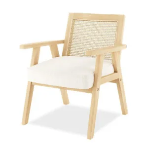 Debby Rattan Accent Armchair with Bouclé Cushion by Luxo, a Chairs for sale on Style Sourcebook