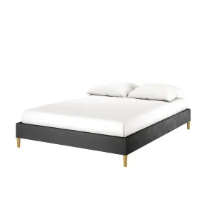 Celina Boucle Upholstered Fabric Bed Base - Black by Luxo, a Beds & Bed Frames for sale on Style Sourcebook