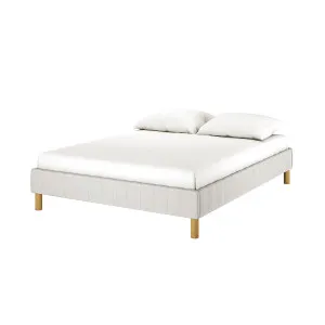 Gallus Linen Upholstered Fabric Bed Base - Grey by Luxo, a Beds & Bed Frames for sale on Style Sourcebook