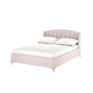 Lyra Velvet Bed Frame with Winged Headboard - Pink Soft by Luxo, a Beds & Bed Frames for sale on Style Sourcebook