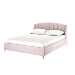 Lyra Velvet Bed Frame with Winged Headboard - Pink Soft by Luxo, a Beds & Bed Frames for sale on Style Sourcebook