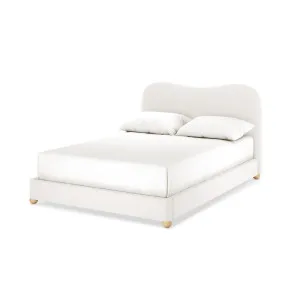 Ginnie Curved Bouclé Bed Frame - White Cream by Luxo, a Beds & Bed Frames for sale on Style Sourcebook