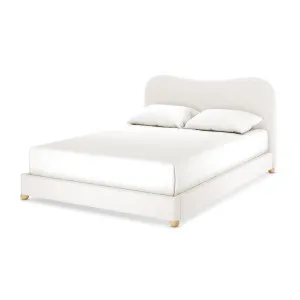 Ginnie Curved Bouclé Bed Frame - White Cream by Luxo, a Beds & Bed Frames for sale on Style Sourcebook