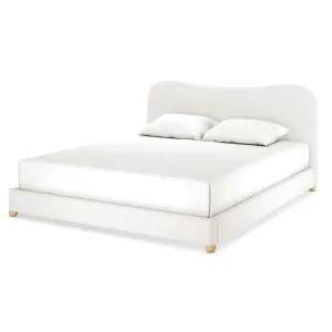 Ginnie Curved Bouclé Bed Frame - White Cream by Luxo, a Beds & Bed Frames for sale on Style Sourcebook